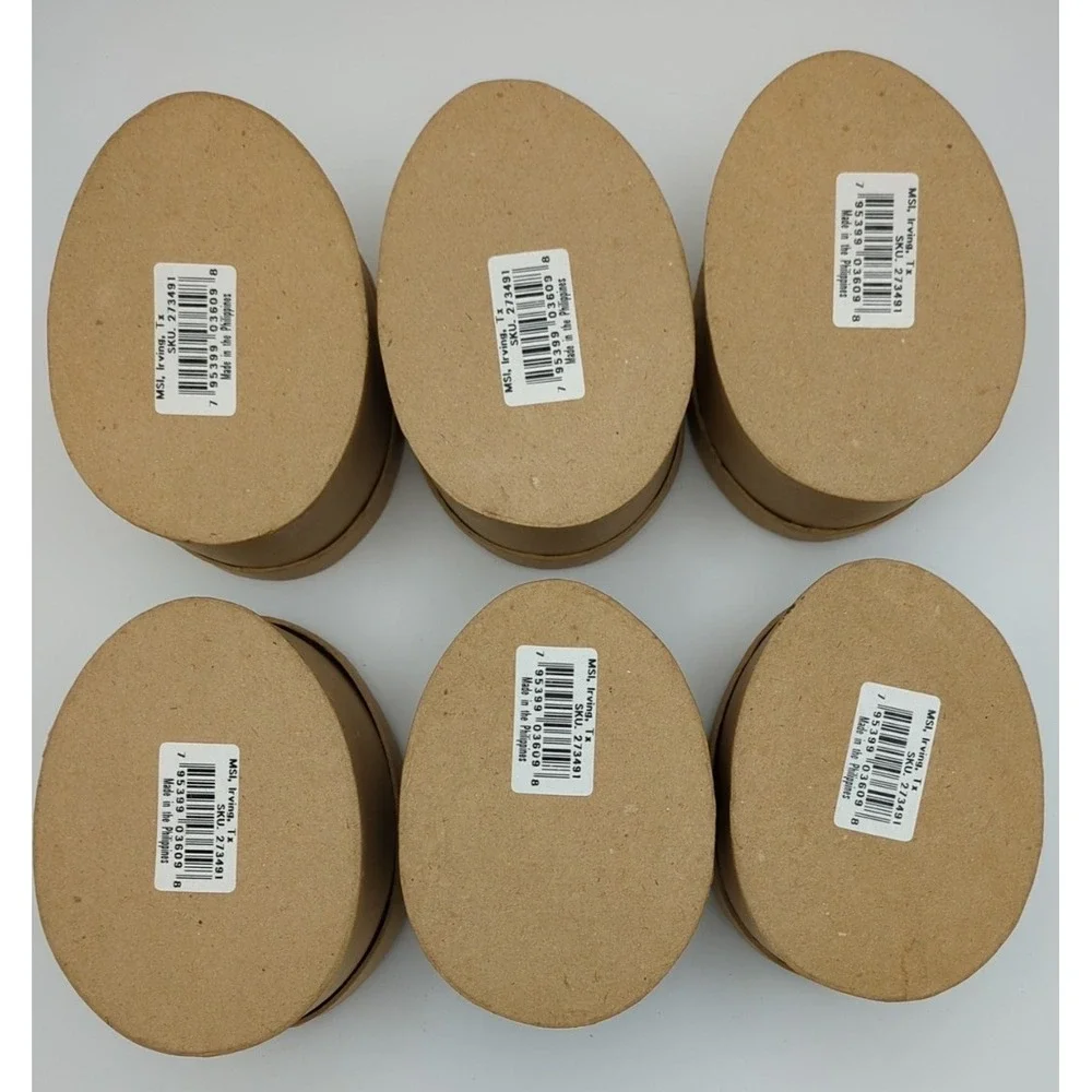 Vintage‎ y2K Brown Paperboard Boxes Easter Egg Shape Embossed Bunnies for Crafts